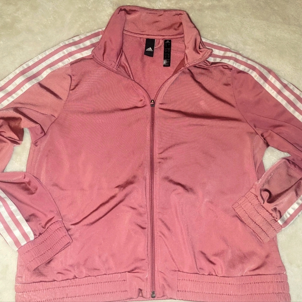 Crimson Dusty Rose Adidas Large womens Track Jacket